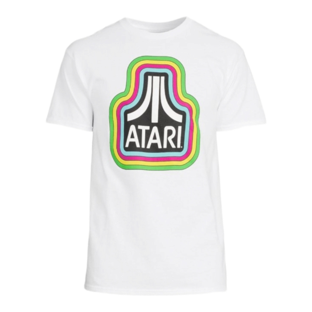 Atari Logo Gamer Graphic Tee Shirt Men's Size Small White Retro Arcade T-Shirt